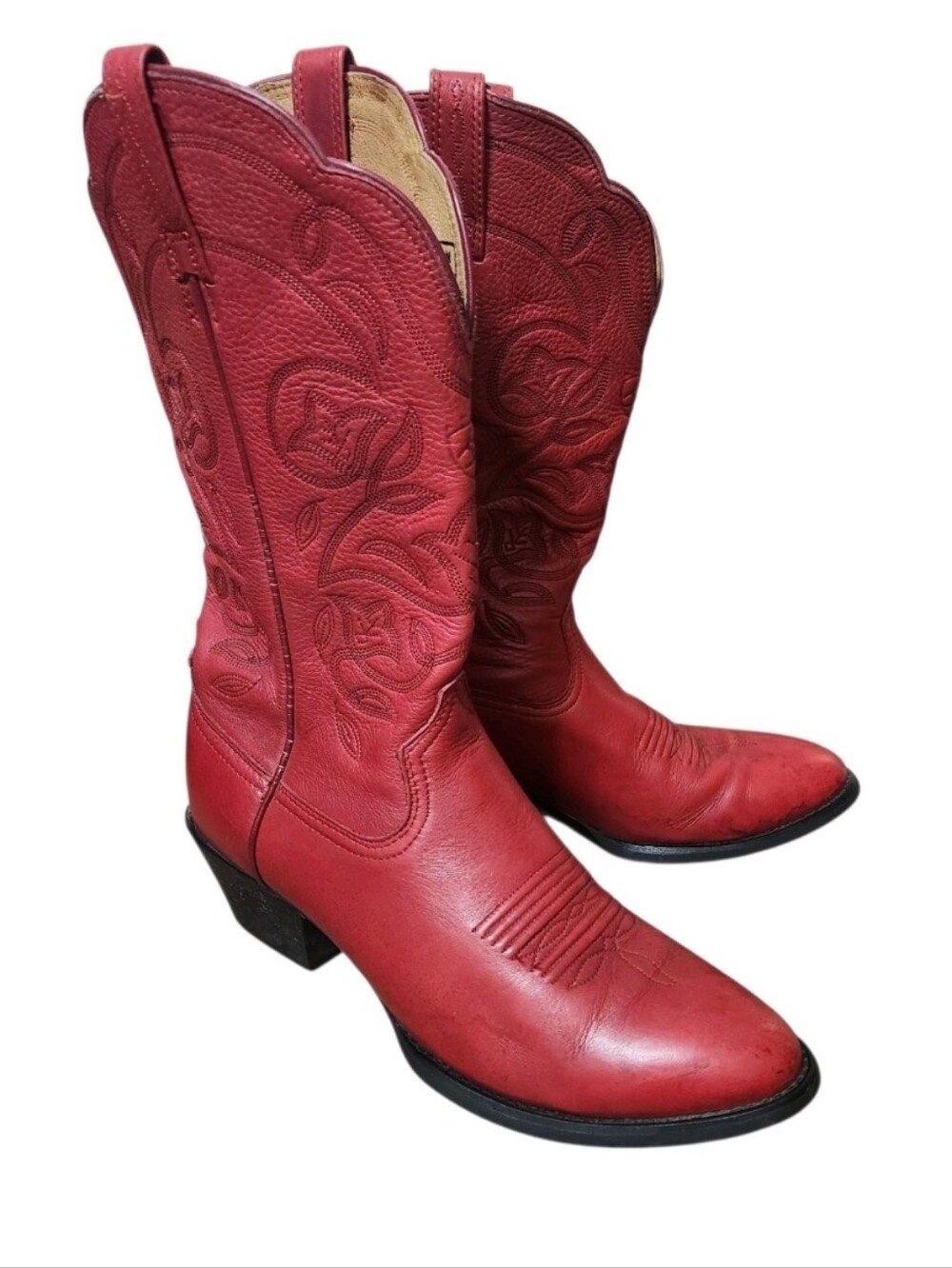 Ariat 15761 Red Cowboy Boots Women Size 8.5B Floral Embroidered Western Cowgirl